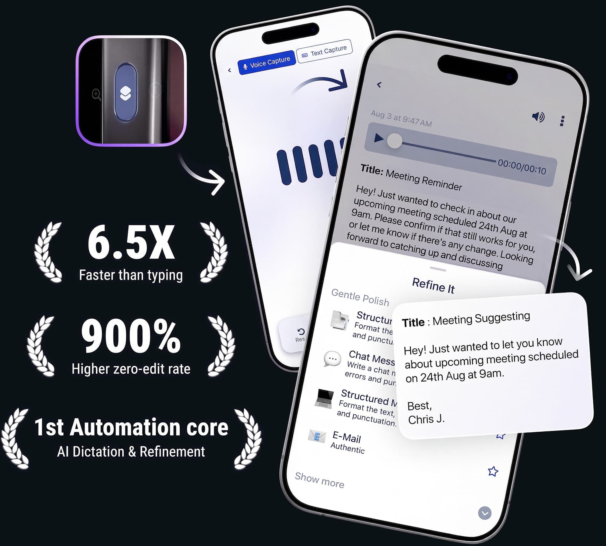 FlowMagic voice capture — live waveform recording